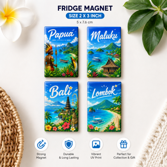 Fridge Magnet Wisata Indonesia Set 4 PCS | Magnet Kulkas Bali Lombok Papua Maluku | Souvenir Travel Aesthetic 2x3 Inch Fridge Magnet Wisata Indonesia Set 4 PCS | Magnet Kulkas Bali Lombok Papua Maluku | Souvenir Travel Aesthetic 2x3 Inch